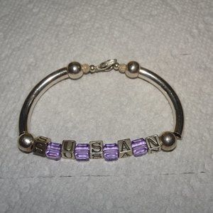 925 SS "Susan" Personalized Square Beaded Bracelet